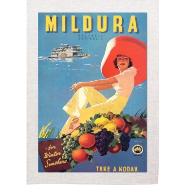 Mildura Vintage Advertising Tea Towel